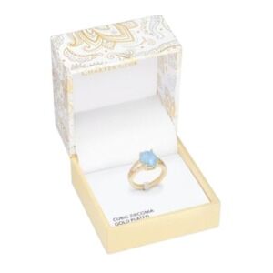 Charter Club Gold Plated Blue Cubic Zirconia Statement Ring Size 10